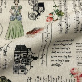 Țesătură decorativă premium Linenlook Regal Newspaper digital print