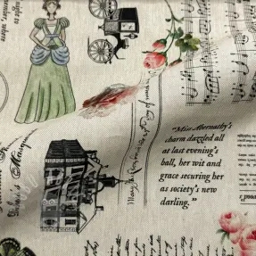 Țesătură decorativă premium Linenlook Regal Newspaper digital print