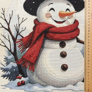 Țesătură decorativă GOBELIN PREMIUM Happy Snowman PANEL