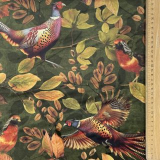 Țesătură decorativă VELVET Pheasant Forest Leaf