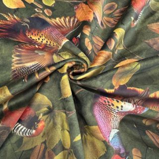 Țesătură decorativă VELVET Pheasant Forest Leaf