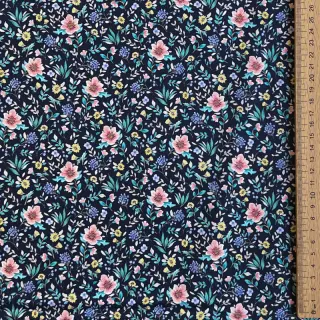 Țesătură din bumbac Flowers Tara navy design B digital print