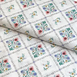 Țesătură din bumbac Flowers Tara off white design A digital print