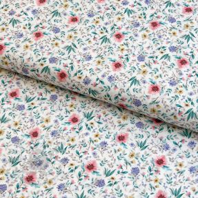 Țesătură din bumbac Flowers Tara off white design B digital print