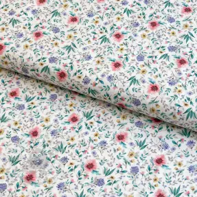 Țesătură din bumbac Flowers Tara off white design B digital print