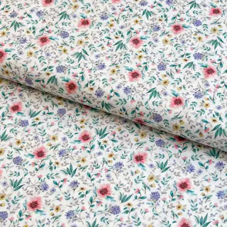 Țesătură din bumbac Flowers Tara off white design B digital print
