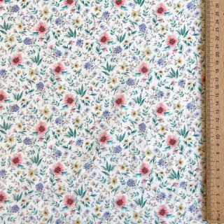 Țesătură din bumbac Flowers Tara off white design B digital print