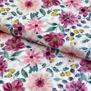 Țesătură din bumbac Flower Sonja mauve digital print