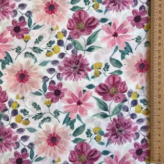 Țesătură din bumbac Flower Sonja mauve digital print