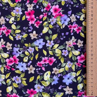 Viscoză RADIANCE Flower Uma navy digital print