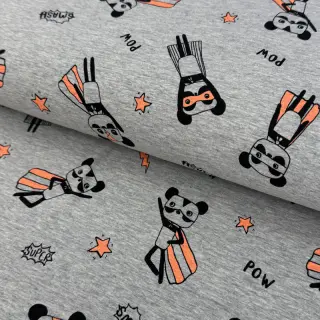 Tricot NEON Super heroes light grey melange