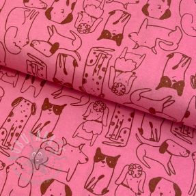 Țesătură din bumbac FLANNEL Dogs pink
