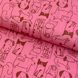 Țesătură din bumbac FLANNEL Dogs pink