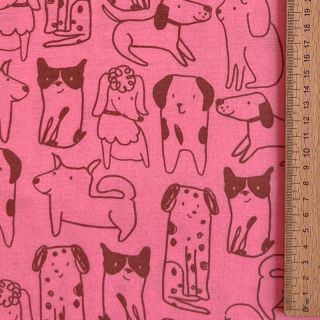 Țesătură din bumbac FLANNEL Dogs pink