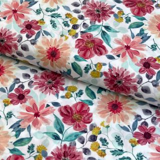 Țesătură din bumbac Flower Sonja red digital print