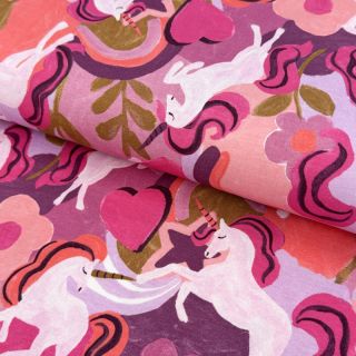 Tricot Unicorns mauve digital print