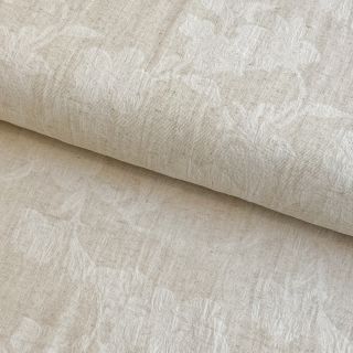 Țesătură din bumbac cu in JACQUARD Flowers natural