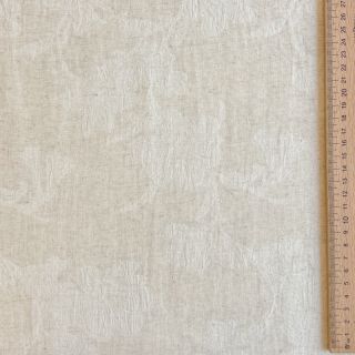 Țesătură din bumbac cu in JACQUARD Flowers natural