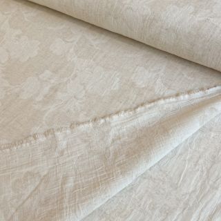 Țesătură din bumbac cu in JACQUARD Flowers natural