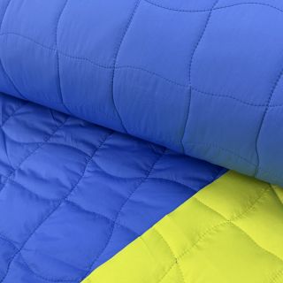 Material textil matlasat Graphic square cobalt lime