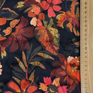 Material textil matlasat VELVET Flower flame orange