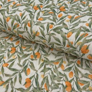 Mușelină Leaves off white digital print