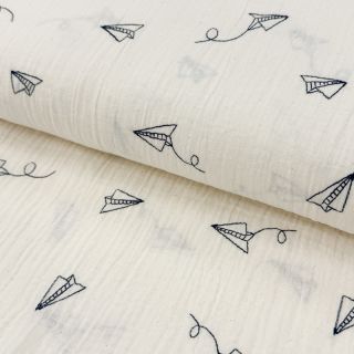Mușelină EMBROIDERY Paper plane natural