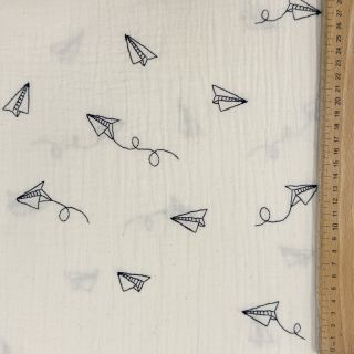 Mușelină EMBROIDERY Paper plane natural