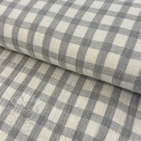 Mușelină LINEN YARN DYED Checks grey natural