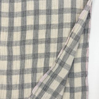 Mușelină LINEN YARN DYED Checks grey natural