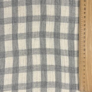 Mușelină LINEN YARN DYED Checks grey natural