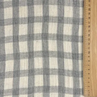 Mușelină LINEN YARN DYED Checks grey natural