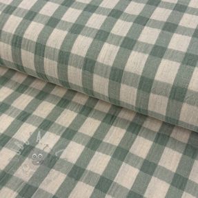 Mușelină LINEN YARN DYED Checks sage natural