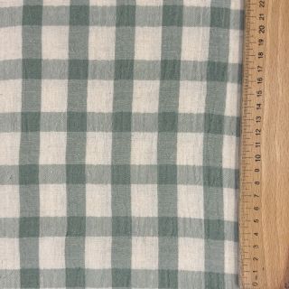 Mușelină LINEN YARN DYED Checks sage natural