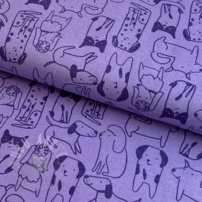 Țesătură din bumbac FLANNEL Dogs purple