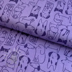 Țesătură din bumbac FLANNEL Dogs purple