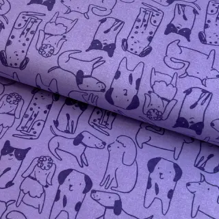 Țesătură din bumbac FLANNEL Dogs purple