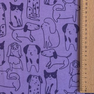 Țesătură din bumbac FLANNEL Dogs purple