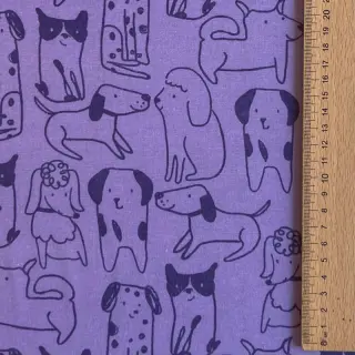 Țesătură din bumbac FLANNEL Dogs purple