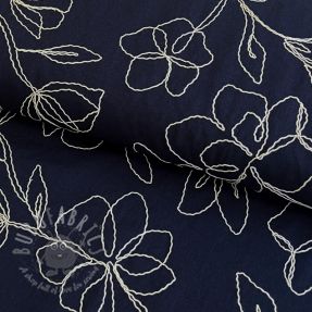 Viscoză cu in EMBROIDERY Flower Danielle navy