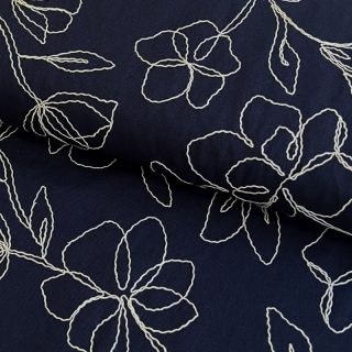 Viscoză cu in EMBROIDERY Flower Danielle navy