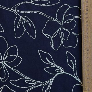 Viscoză cu in EMBROIDERY Flower Danielle navy