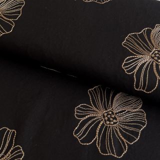 Viscoză cu in EMBROIDERY Flower Maya black