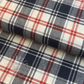 Țesătură din bumbac YARN DYED CHECK BRUSHED navy brick
