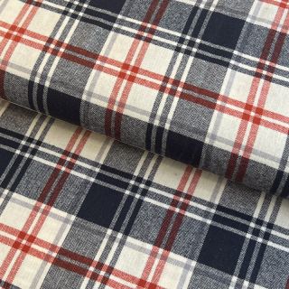 Țesătură din bumbac YARN DYED CHECK BRUSHED navy brick