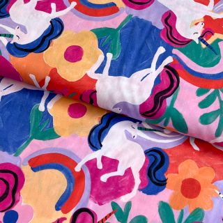 Țesătură din bumbac Unicorns multi digital print