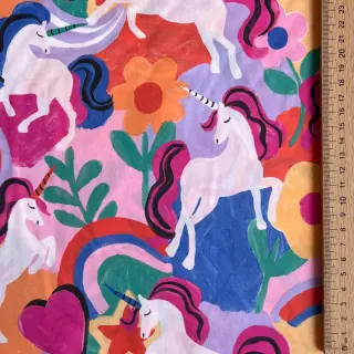Țesătură din bumbac Unicorns multi digital print