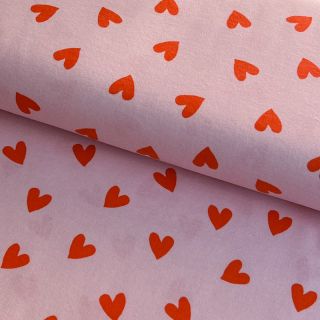 Țesătură din bumbac FLANNEL Hearts pink
