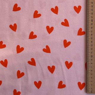 Țesătură din bumbac FLANNEL Hearts pink