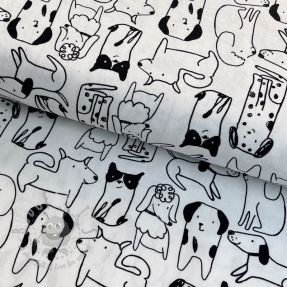 Țesătură din bumbac FLANNEL Dogs off white